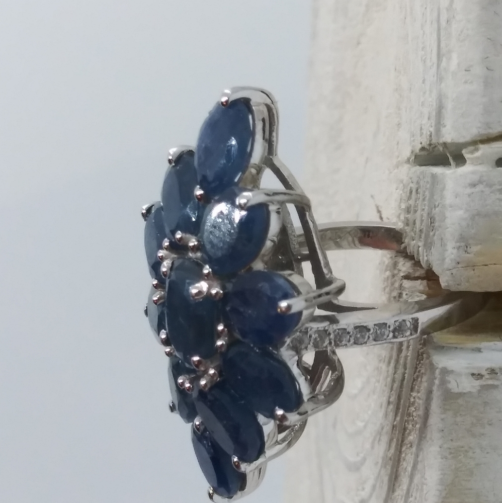 Genuine Raw Sapphire 8.45ct Cocktail Ring Sz 5 - Picture 4 of 13